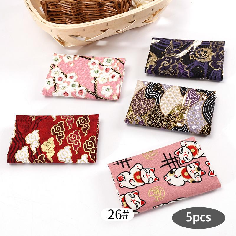 5 шт. Разноцветная хлопчатобумажная ткань для одежды для кукол ручной работы, мелкая цветочная ткань, набивная ткань, материал для пэчворка ручной работы, сделай сам