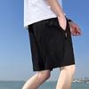 Men Sport Shorts Solid Color Straight Elastic Waist Casual Daily Wear Zipper Pockets Retro Thin Above Knee Length Summer Shorts Men Clothes