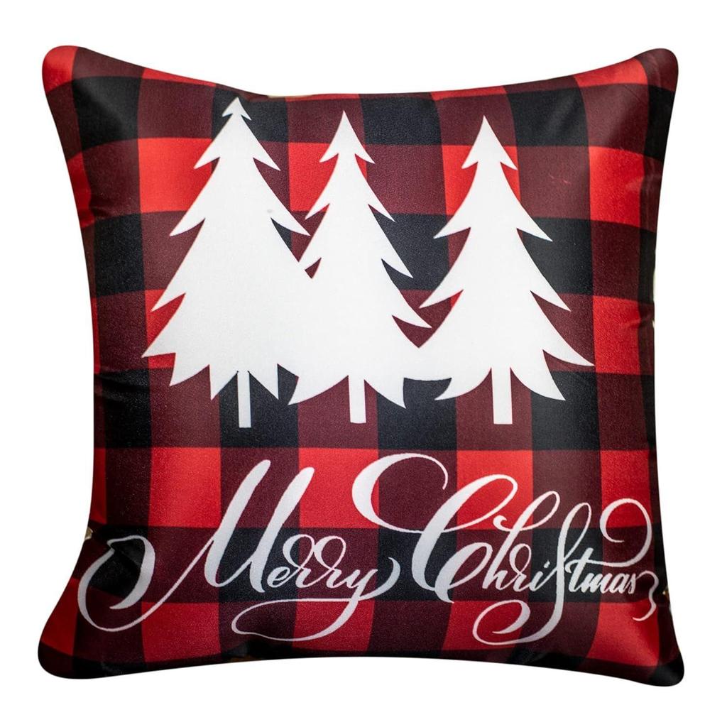 Decorative Merry Christmas Satin Cushion Cover 16 inch x 16 inch Set of 5, Cusion Cover for Sofa 16" 16, Christmas Home Decor