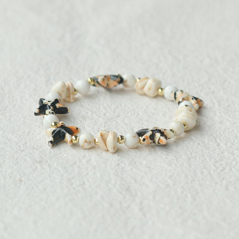 Handmade Seashell & Crushed Stone Bracelet with Lobster Clasp - Perfect Summer Travel Souvenir