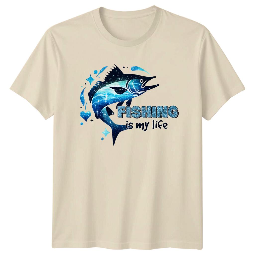 Fishing Is My Life Marlin Fish Graphic Art Novelty T-Shirt