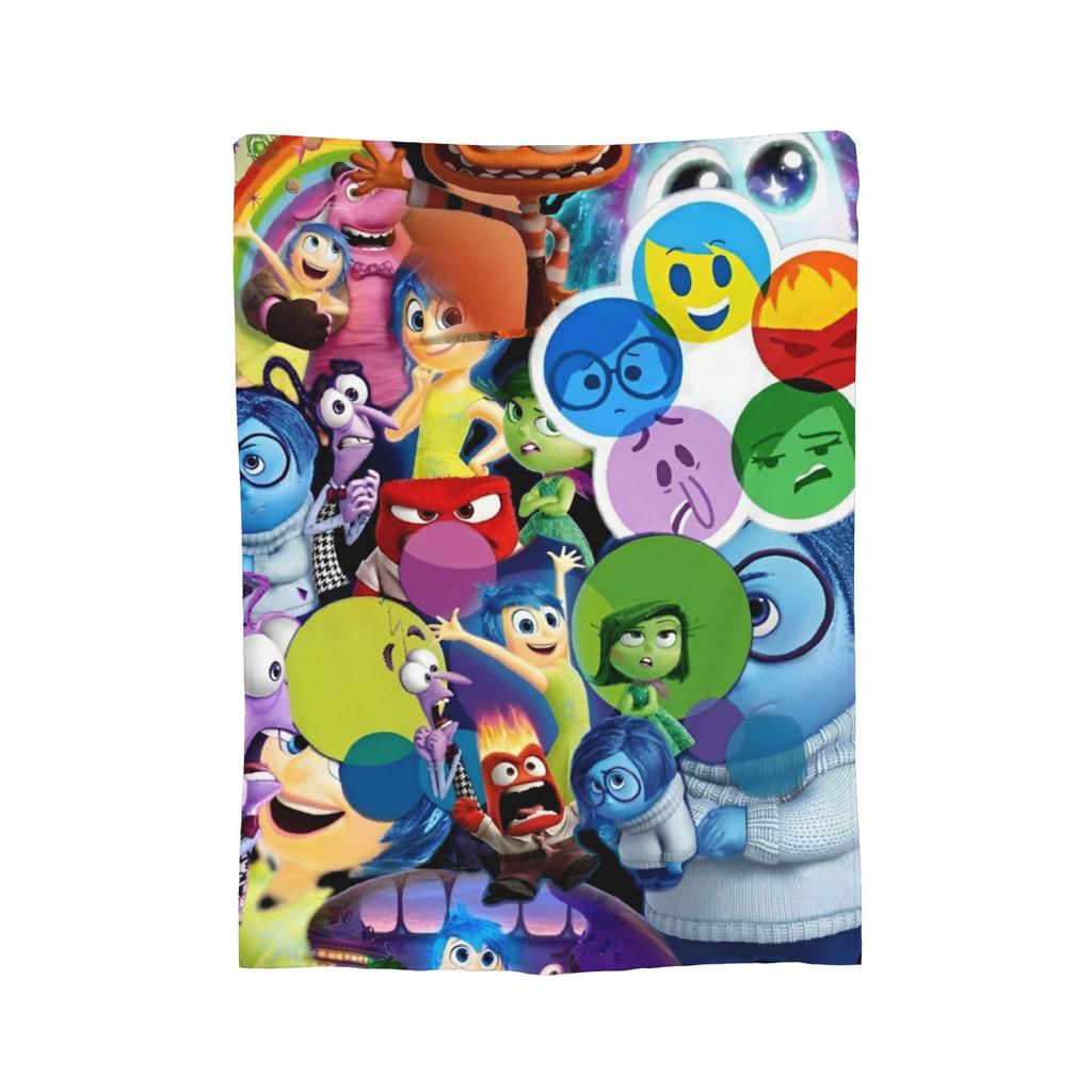 Inside Out Wool Blanket Cartoon Action Comedy Funny Throw Blankets for Sofa Bedding Lounge 125*100cm Rug Piece,