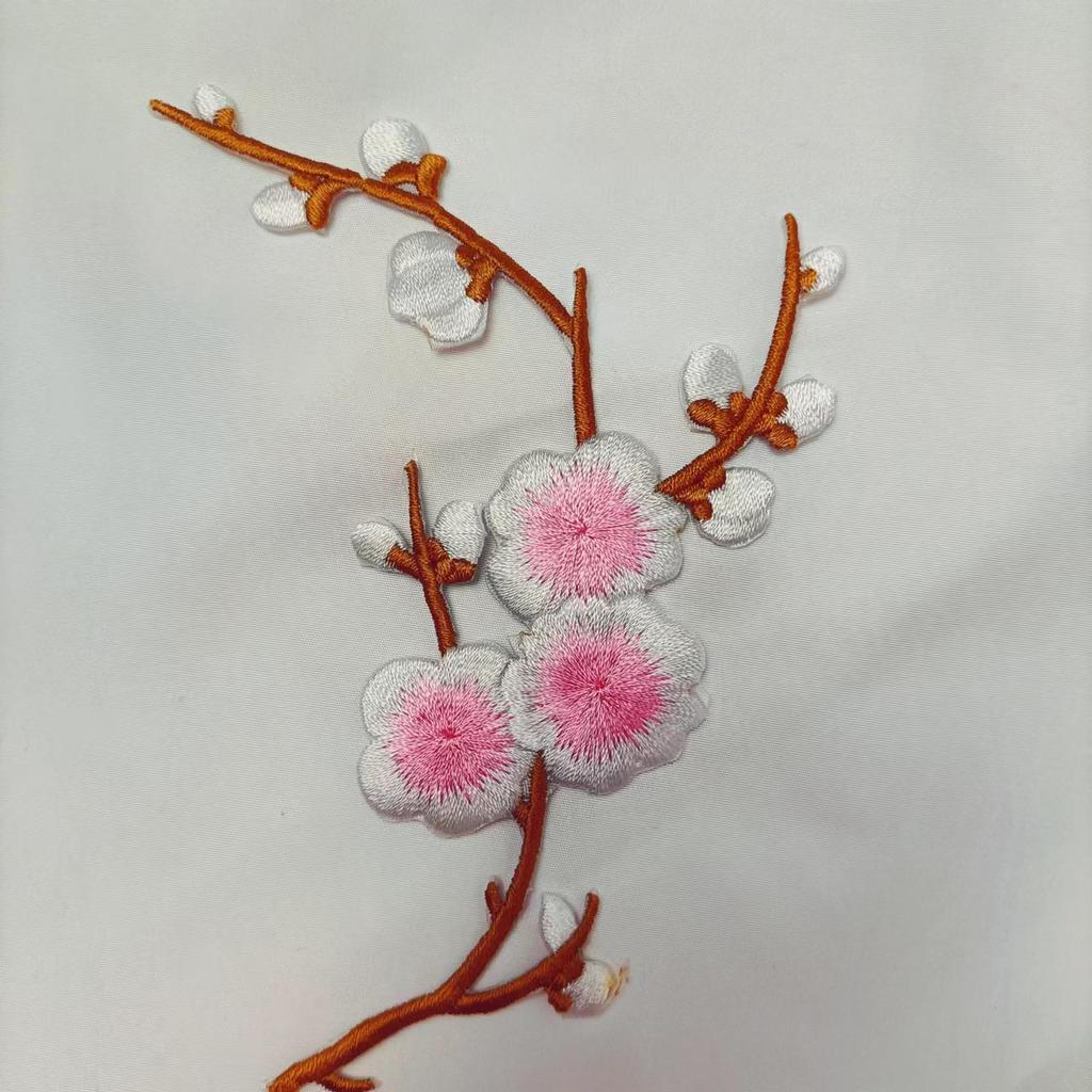Plum Blossom Velcro Embroidery Patch: Handmade DIY Clothing Accessory