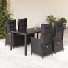 VidaXL Garden Dining Set Cushions 5pcs Black Wicker 3213070
