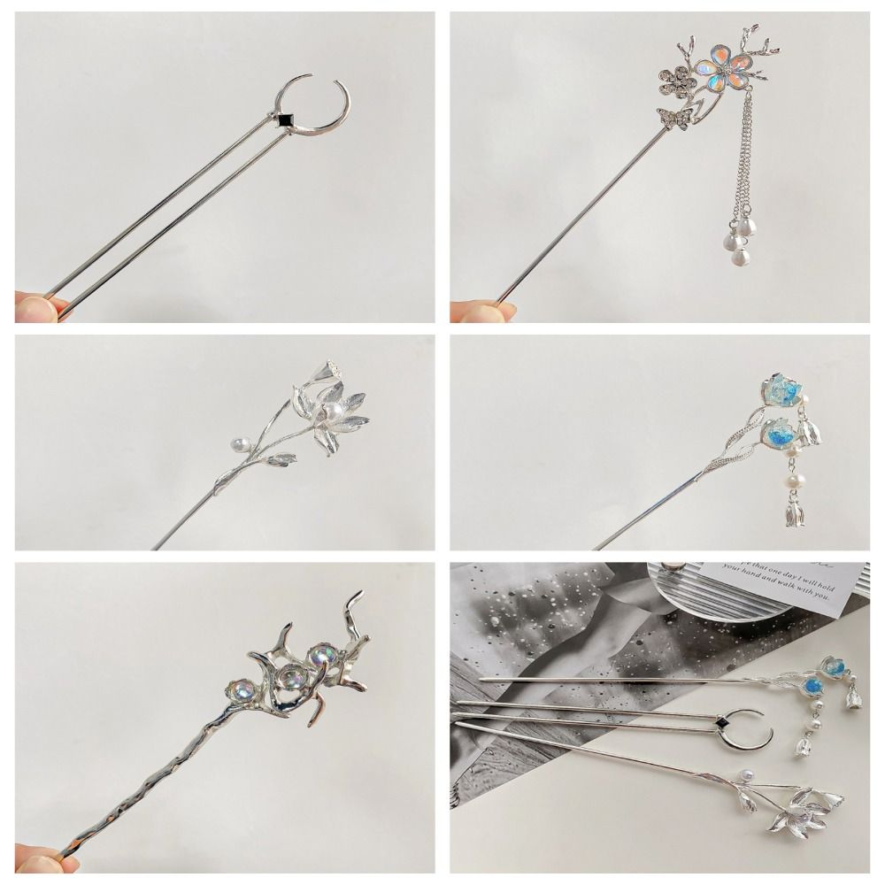 Pearl Chinese Style Hair Stick Lotus Flower Hair Fork Vintage Hanfu Hair Stick Perform