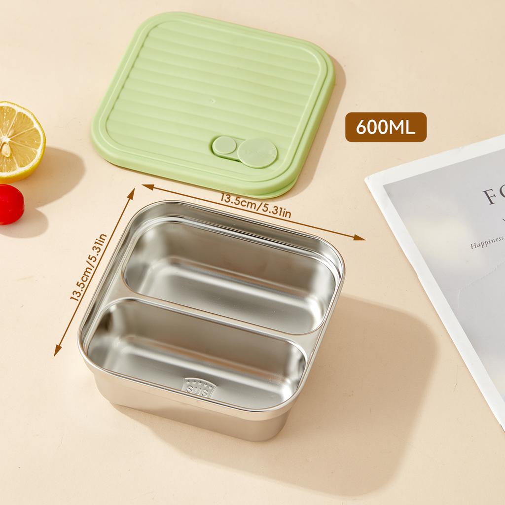 304 Stainless Steel Bento Box With Lid Portable Sealed Divided Lunch Box For Kids Student School Fruit Salad Lunch Container