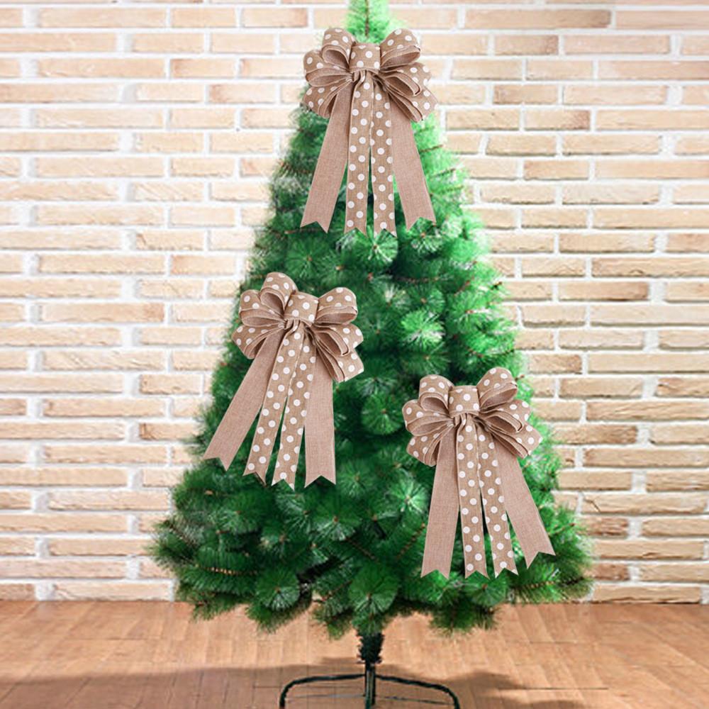 Unique Soft Fabric Christmas Bow Decoration Classic Handmade Bow For European Style Trees