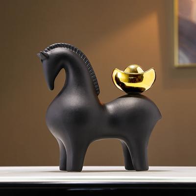Керамическая маленькая фигурка «Счастливая лошадь» для дома, гостиной, скульптурные украшения, декор для открытия магазина или офиса, подарок на новоселье