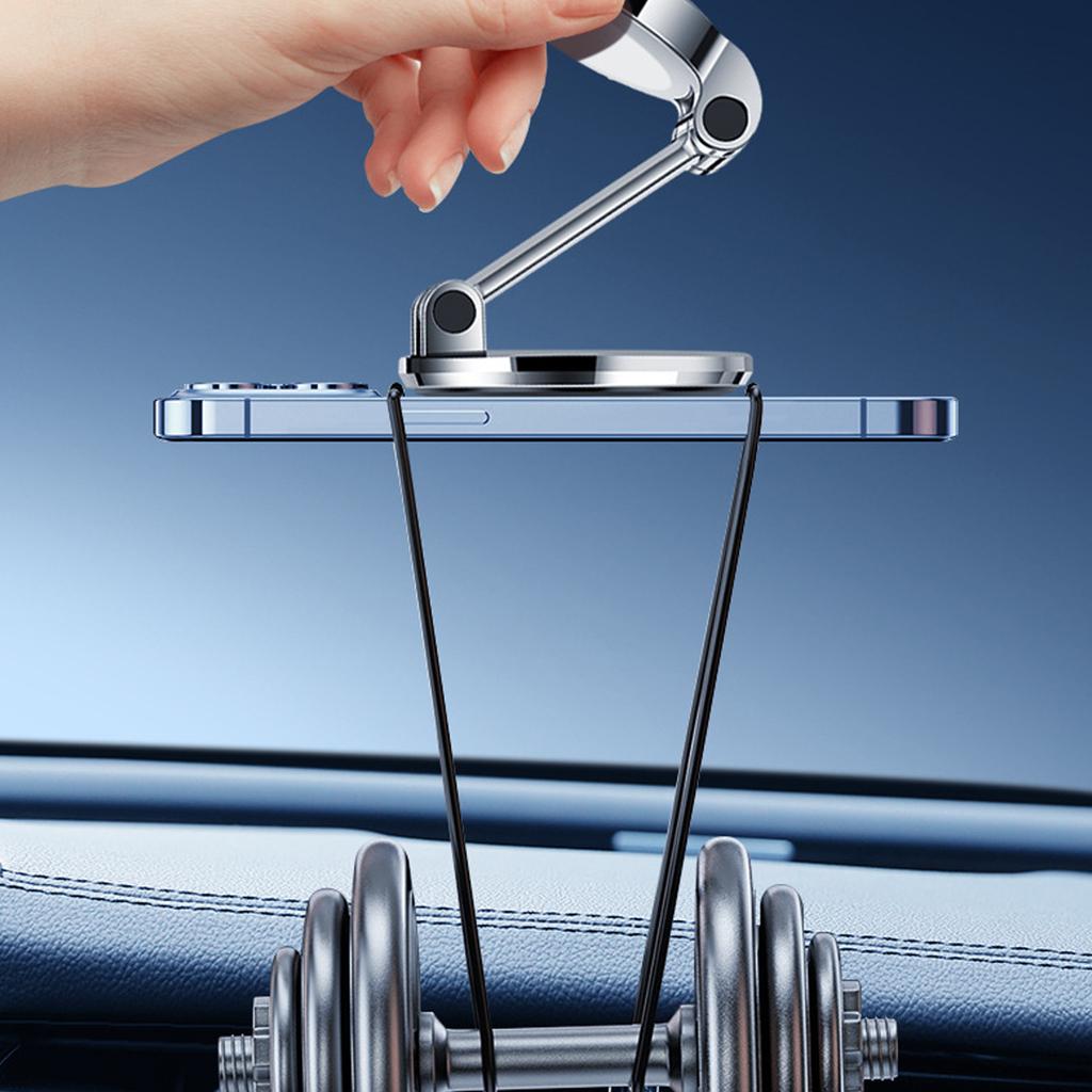 Magnetic Phone Holder for Car 10 Strong-Magnets Metal Folding Magnetic Car Phone Holder 360°Rotation Universal Dashboard