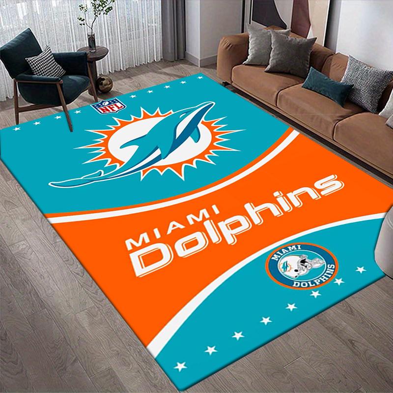Dolphins Team Gear Style Crystal Velvet Rug, Soft Anti‑Slip Crystal Velvet Carpet for Living Room Bedroom Home Decor