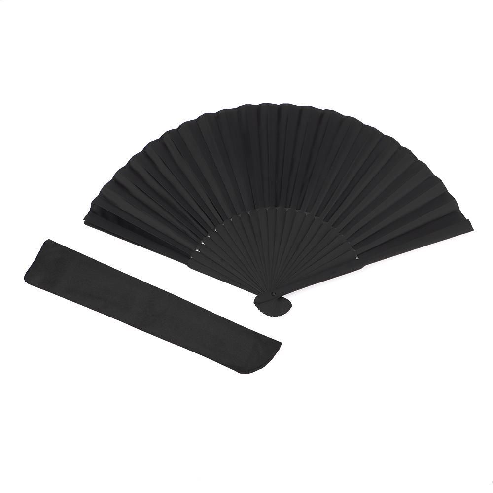 Black Silk Folding Fan Chinese Style Hand Held Bamboo Fans Ribs Home Party Decoration Dance Props Desktop Ornament Gifts