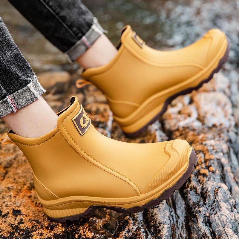 Утолщенные мужские короткие водонепроницаемые мужские и женские дождевые ботинки, нескользящие, износостойкие, для строительства, рыбалки, кухни, работы, резиновые ботинки