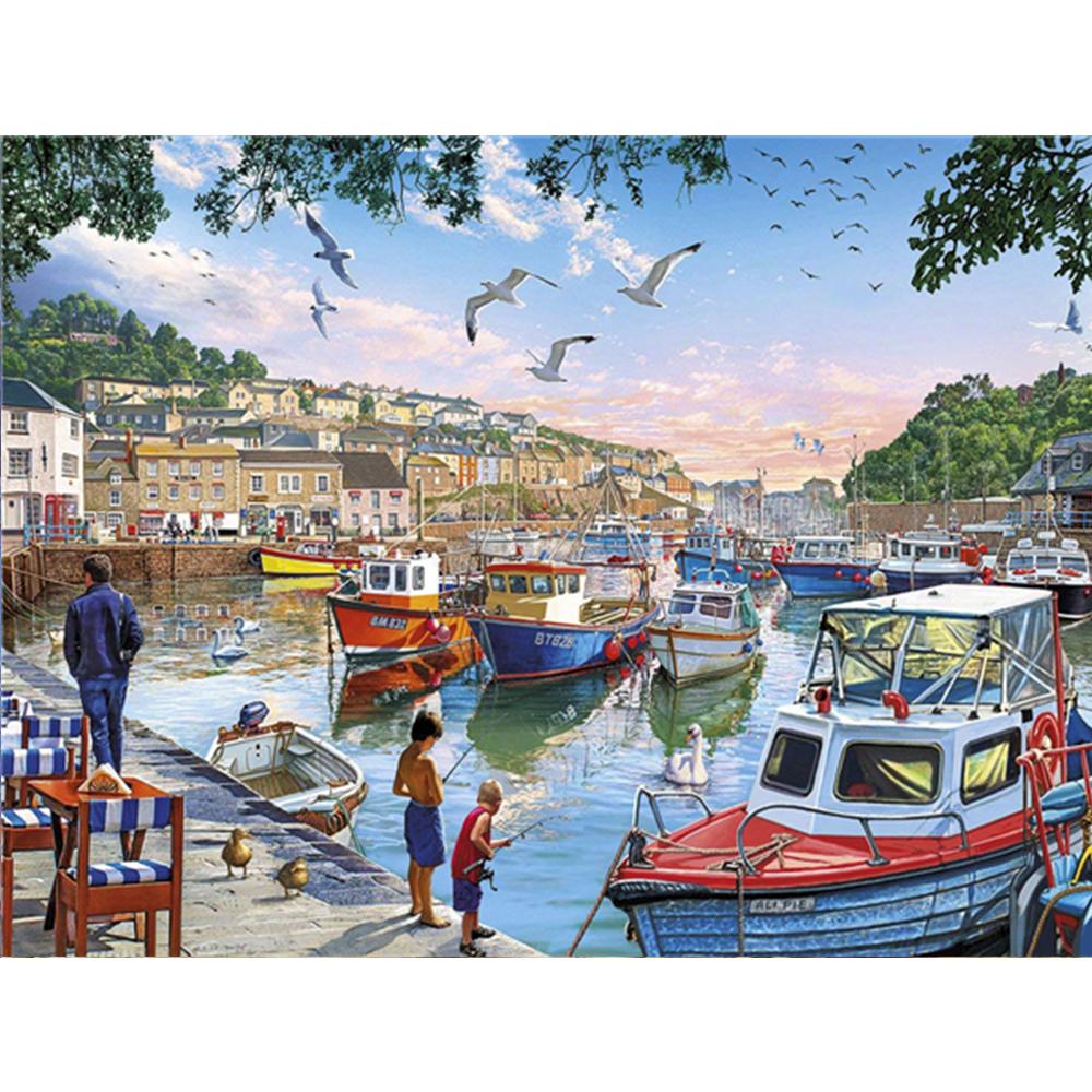 Полный дрель 5d наборы алмазной живописи новые поступления прибрежный город вышивка крестом Алмазная мозаика украшение корабля для дома