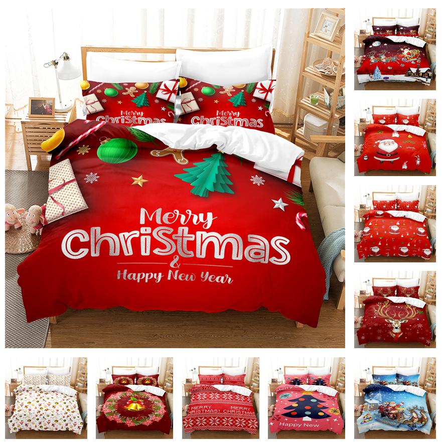 3D Рождественский Постельный Комплект Кинг Квин Размер Пододеяльник Наволочка 2/3шт С Новым Годом Комплект Чехлов Домашний Подарок