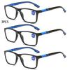 3PCS Reading Glasses Men Women Sports Anti-blue Light Reading Eyewear Red TR90 Frame Presbyopia Eyeglasses +100 To+400 Glasses