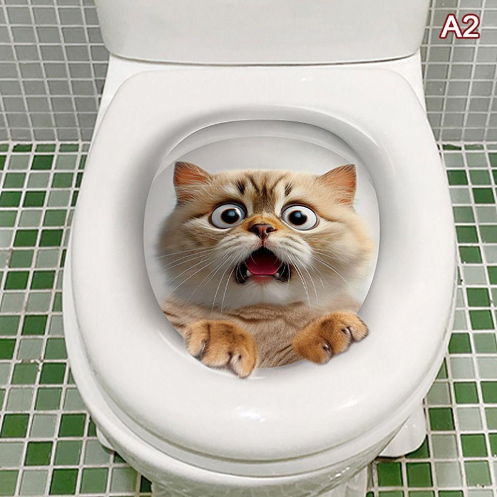3D Наклейка на стену с кошкой Сделай сам Наклейки на сиденье унитаза Креативные наклейки на унитаз