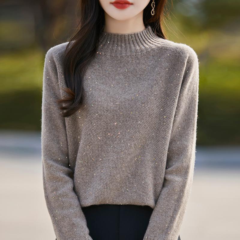 Женский кашемировый свитер Qinghe Cashmere 30% Кашемир 70% Шерсть Осенне-зимний кашемировый пуловер Мягкий и теплый
