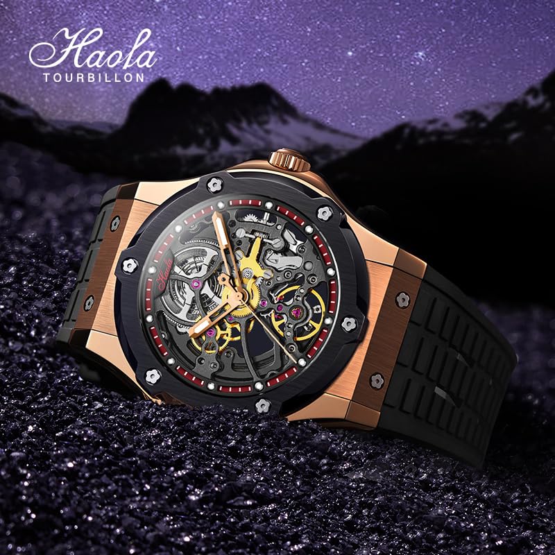 HAOFA Скелетон Механические Автоматический завод Запас хода 80 часов Полый циферблат Светящиеся водонепроницаемые наручные часы Подарочные мужские мужские мужские
