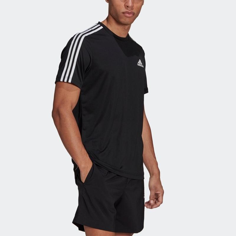 Adidas 3-Stripes Casual Sports Round Neck Short Sleeve T-Shirt Men Tops Black GM2105