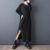 Черное вязаное винтажное платье большого размера с длинным рукавом новое в платьях для женщин повседневное свободное весенне-осенне-зимнее платье