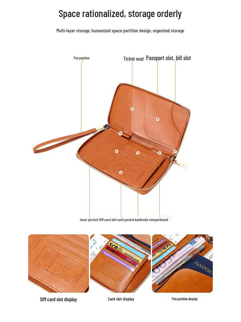 2024 Кошелек-органайзер для паспорта и документов с RFID-защитой от кражи