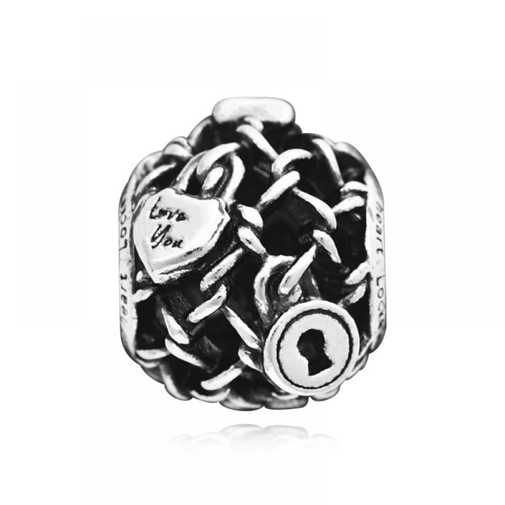 Pandora 790071c00 Openwork Chain Link Padlock Silver Charm