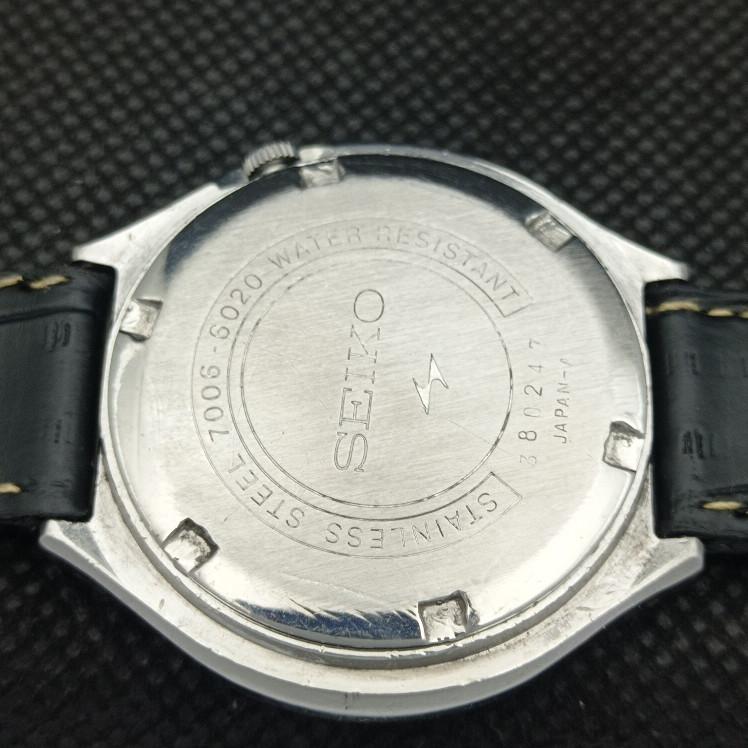 USED VINTAGE SEIKO 5 AUTOMATIC 7009A JAPAN MENS D/D BLUE WATCH 604-a314010-9 SKU604-a314010