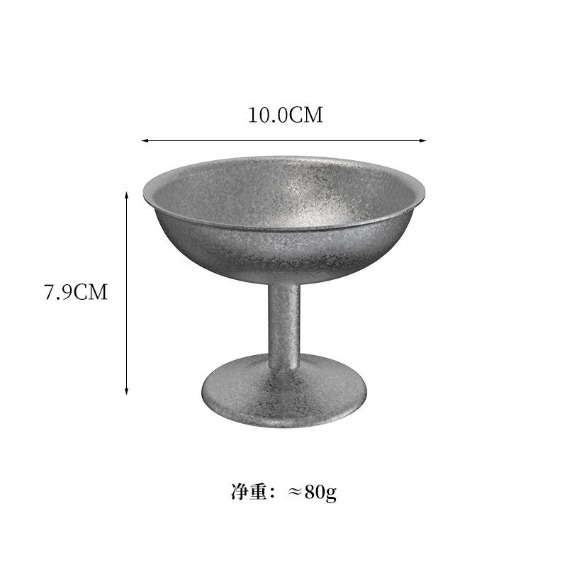 Vintage Stainless Steel Ice Cream Cup Footed Yogurt Bowls Table Decoration Tableware Salad Cup Home Bars Party Kitchen Supplies