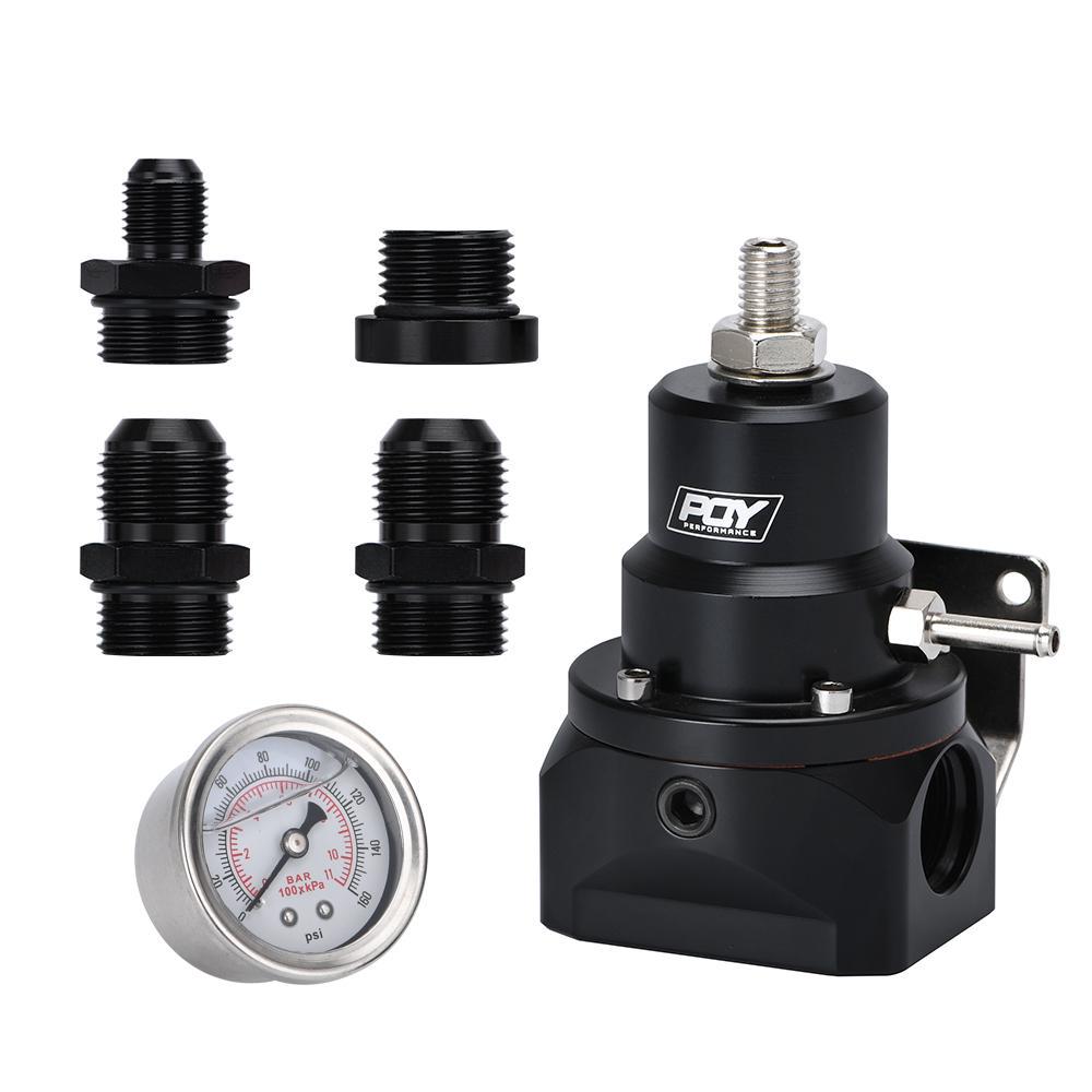 AN10 PQY EFI Fuel Pressure Regulator ( 0-160psi Gauge )-10AN 10/10/6 Inlet & Return Ports For BMW E30 M20 6cy with PQY Sticker