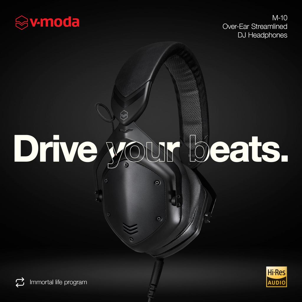 DJ Monitor Audio Wired Connection Black V-MODA M-10 Headphones, High-Resolution Compatible, Only,