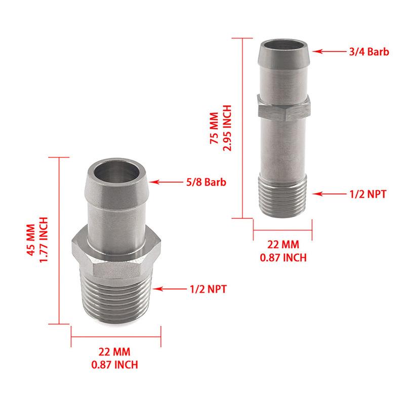 For Camaro For Chevrolet Heater Hose Fittings 3 4 Barbed To 1 2 -14 NPT Classic Car Hose Fittings Barbed To NPT Fittings