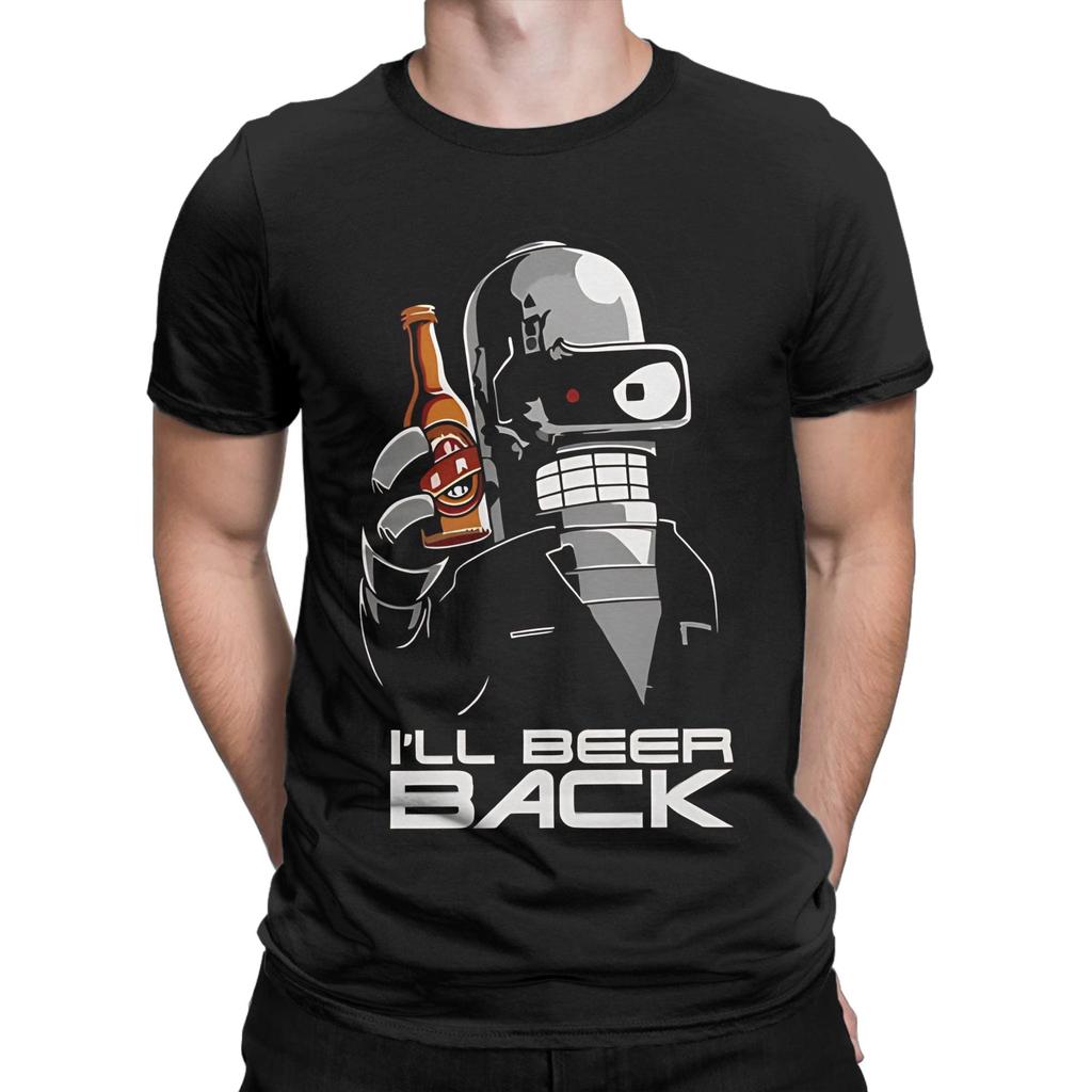 Futurama I'll beer back Classic Funny 100% Cotton T-Shirt Tops Tees For Men