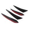 4PCS Car Front Bumper Spoiler Universal Glossy Black Rubber Air Knife for Modification