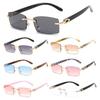 UV400 Eyewear Punk Sunglasses Driving Sun Glasses Fashion Shades Rimless Rectangle Sunglasses