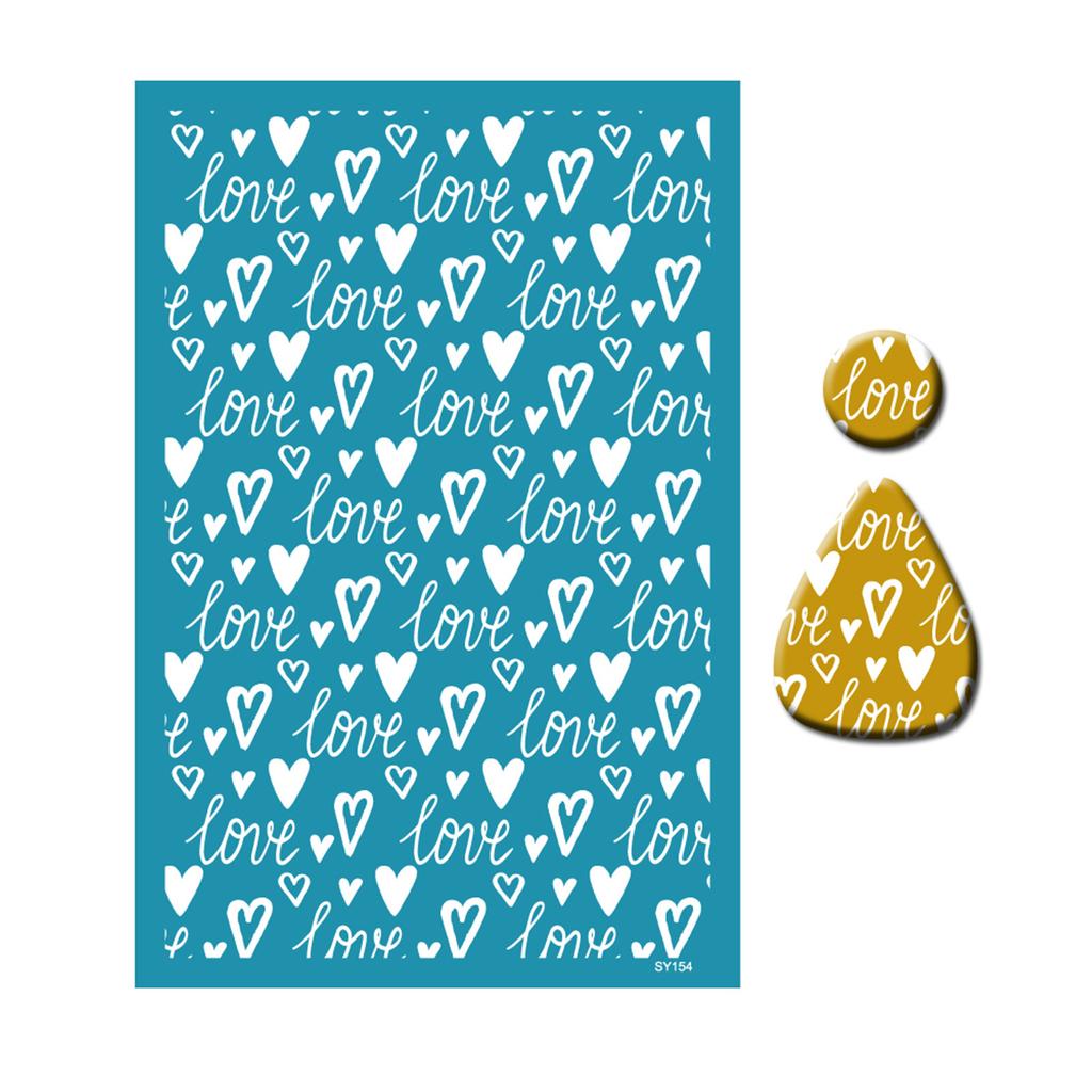 Silk Screen Stencils for Clay Valentines Day Heart Silkscreen Print for DIY Printing On Clay and Earrings Jewelry Clay