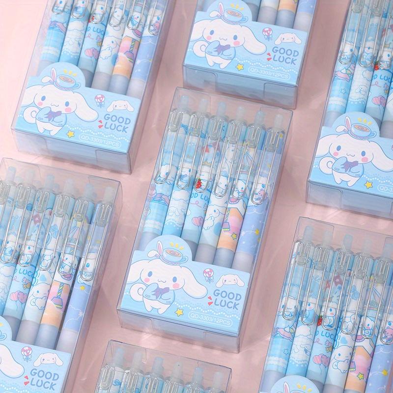 12 шт. Киннаморолл Sanrio Нейтральная ручка Мультяшная гелевая ручка Канцелярские товары 0,5 мм Черный с металлическим зажимом Офисная ручка для письма и подписи