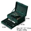 New 3-layers Green Velvet Jewelry Organizer Large Capacity Ring Necklace Makeup Holder Cases  Jewelry Box  for Women with Lock
