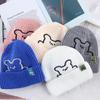 Simple Skullies Stripe Embroidered Bear Winter Women Beanies Knitted Hat Wool Hat Korean Style Caps