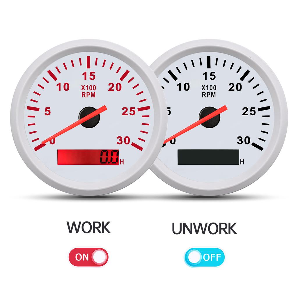 Тахометр 85 мм с красной подсветкой, 3000 об/мин, счетчик моточасов, датчик тахометра M16 M18 для морских судов, лодок, автомобилей, грузовиков, 9-32 В