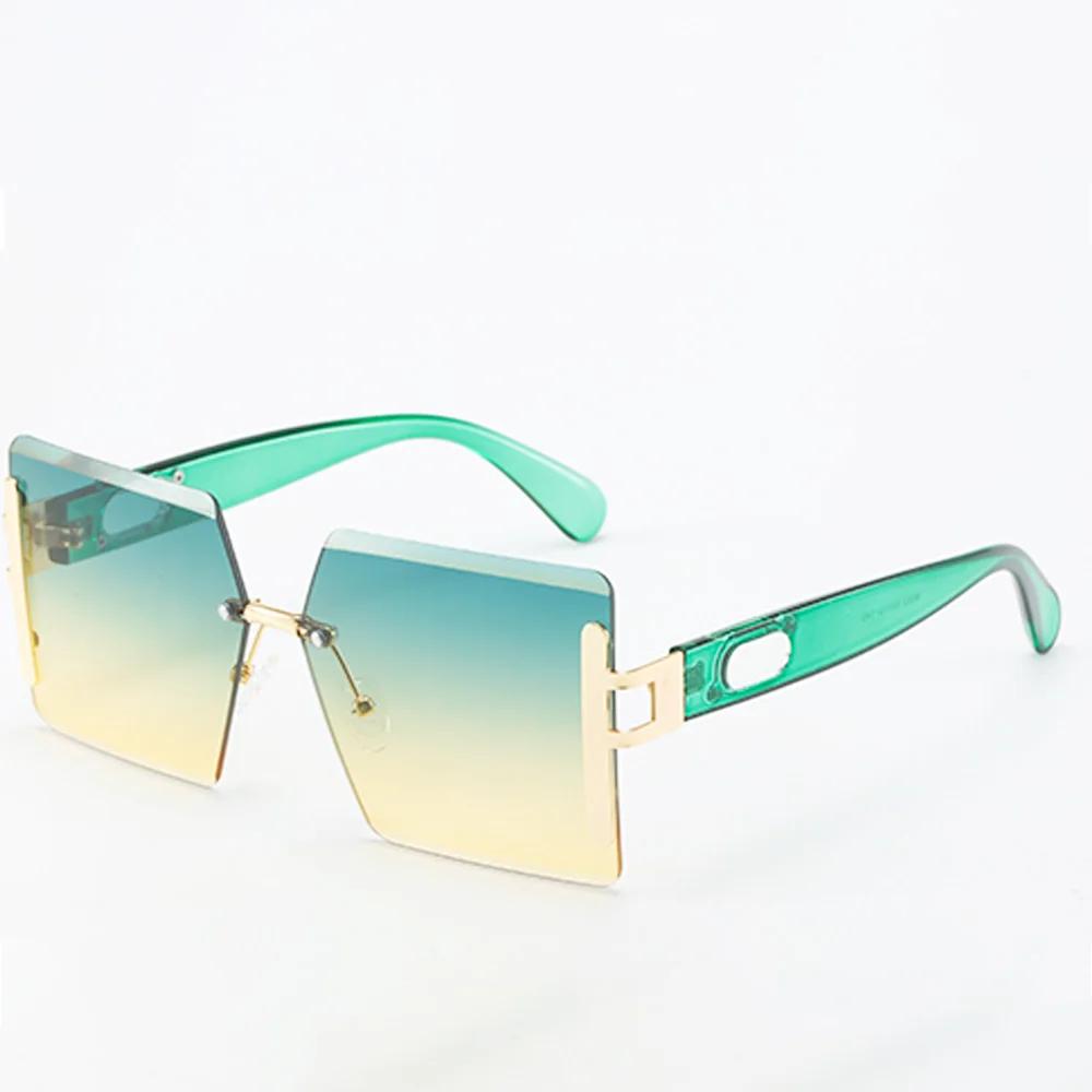 Rimless Sunglasses Big Sunglasses Men Square Shades Brand Designer Unisex Sun Glasses Black Lense Male Female Sunglasses Uv400