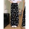 Niche Dog Paw Print Casual Wide-leg Pants for Women In Summer New Versatile Straight Thin Trousers