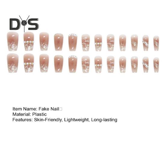 24 шт. искусственных жемчужных накладных ногтей с укрепляющим клеем DIY Art Design накладные ногти носимые накладные маникюрные стильные искусственные ногти