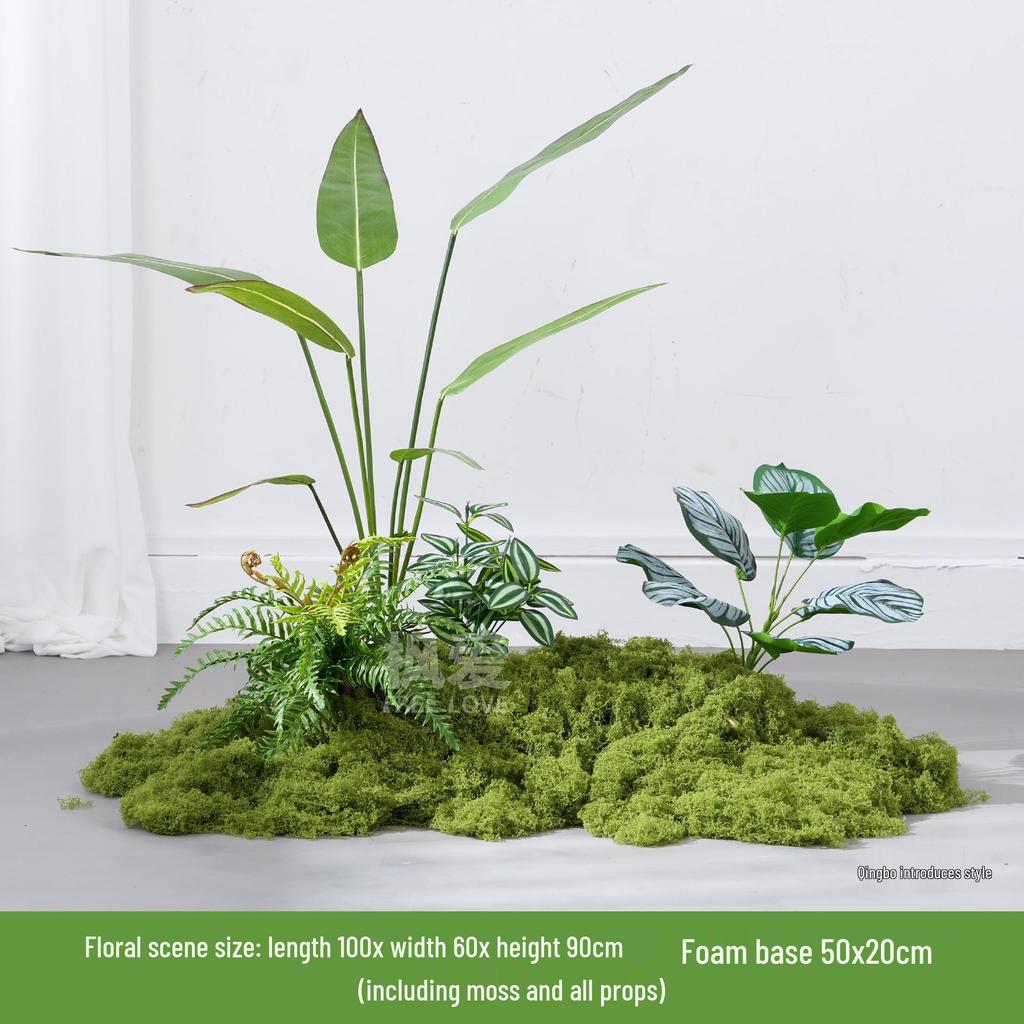 Luxury Faux Green Plant and Flower Decor - Indoor Moss and Grass Clusters for Elegant Landscaping.