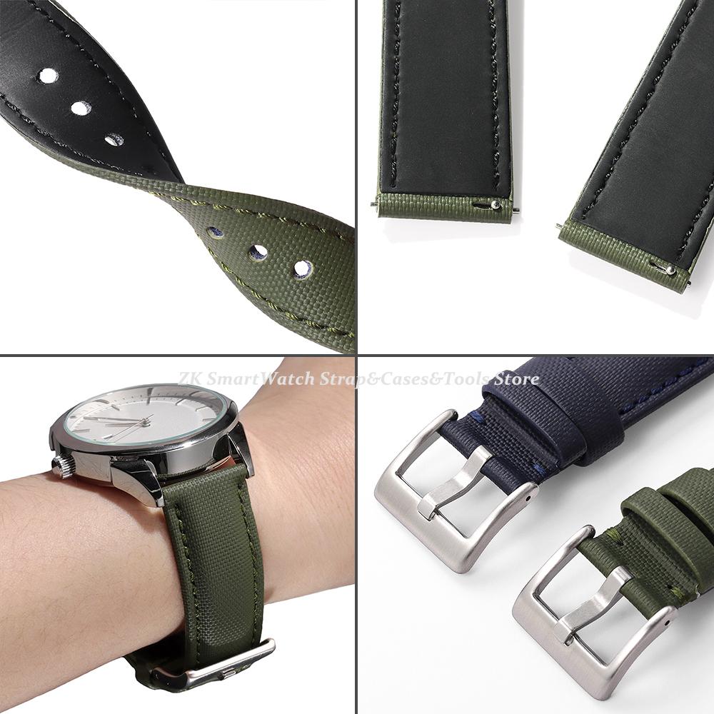 18mm 20mm 22mm Nylon+Leather Watch Strap Breathable Soft Wristband for Omega 007 Bracelet Men Women Quick Release Accessories