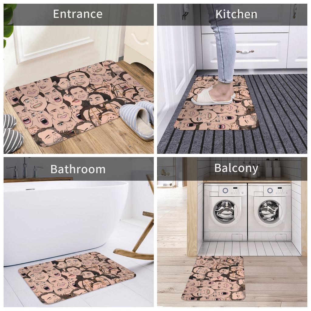 Nicolas Cage All Over Floor Door Bath Kitchen Mat Anti-Slip Outdoor Funny Meme Doormat Bedroom Balcony Entrance Carpet Rug