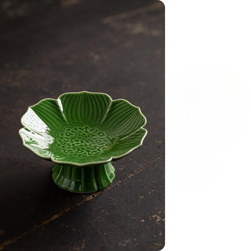 Китайская керамическая тарелка для фруктов на высокой ножке, тарелка для закусок в стиле дзен, тарелка для выпечки Будды, изысканная тарелка для закусок на высокой ножке, помолвочная тарелка