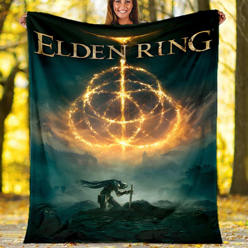 1pc Elden Ring Theme Blanket - Digital Print, Polyester, Cozy for All Seasons, Perfect for Outdoor, and Travel