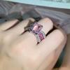 Серебряное кольцо с розовым бриллиантом высокой четкости, женское, с открытием, кольцо с розовым драгоценным камнем на четырех крапанах, женское, для вечеринки, подарок на день рождения
