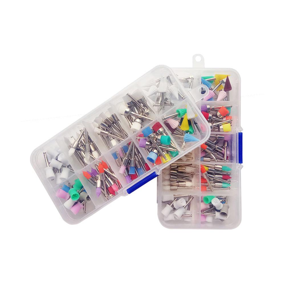 Dental Polishing Brush Set - Bowl-Shaped, Hollow Mandrel, Flat Head, 100 Pcs, Colored.