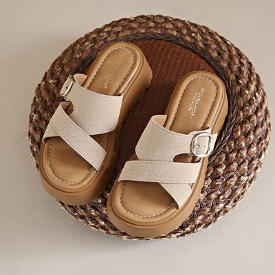 CRLAYDK Женские шлепанцы с мягкой стелькой и пряжкой на ремешке, женские платформенные шлепанцы с открытым носком для ходьбы, повседневные шлепанцы